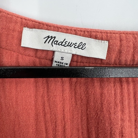 Madewell Lightspun Cuff Sleeve Button Front Tiered Mini Dress In Salvaged Barn - Picture 4 of 7